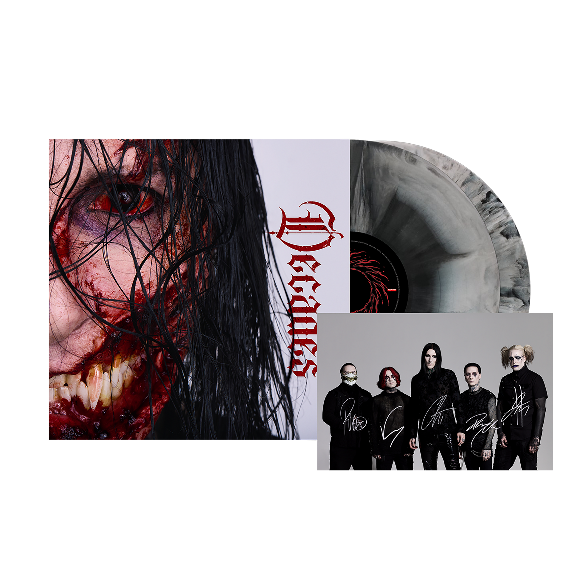 ITEM NAME: Motionless In White (Decades - Light Chris Cover) 2xBlack/Grey Galaxy Vinyl w/Signed Card